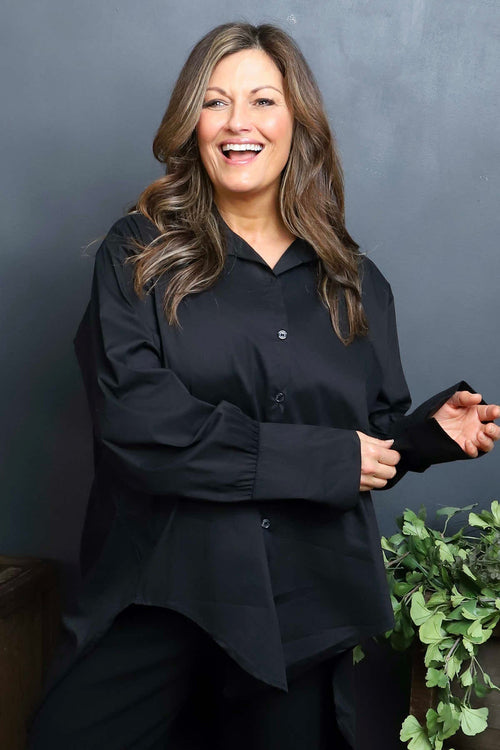 Natalie Cotton Shirt Black - Image 3