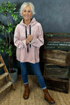 Delaney Velour Hooded Top Pink