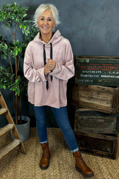 Delaney Velour Hooded Top Pink