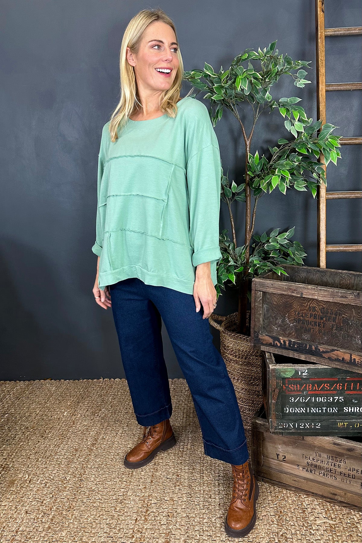 Carmela Cotton Top Sage Green