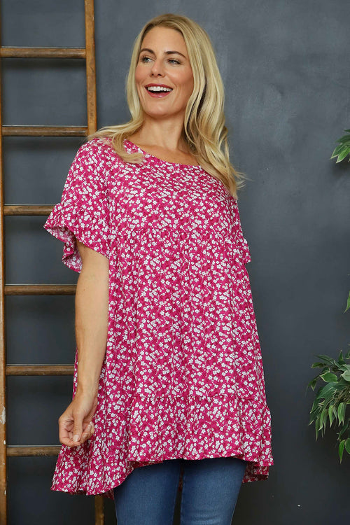 Pamber Ditsy Print Tunic Fuchsia - Image 3