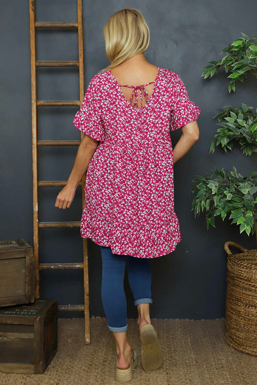 Pamber Ditsy Print Tunic Fuchsia - Image 4
