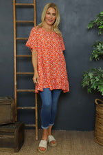 Pamber Ditsy Print Tunic Orange Orange - Pamber Ditsy Print Tunic Orange