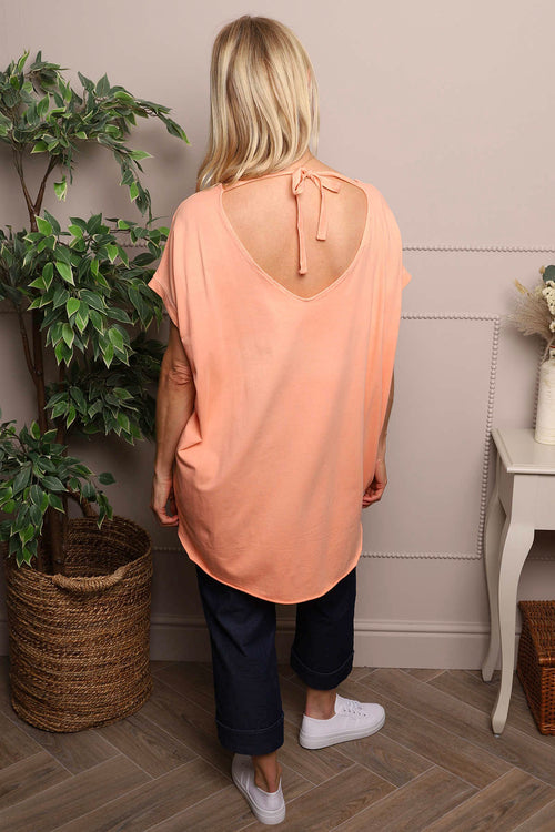 Porthcurno Tie Back Cotton Top Orange - Image 2