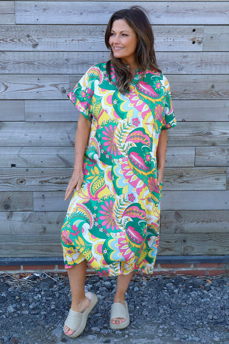 Zuri Psychedelic Print Dress Emerald