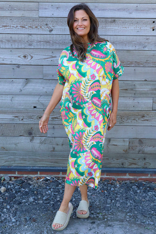 Zuri Psychedelic Print Dress Emerald - Image 2