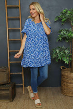 Pamber Ditsy Print Tunic Cobalt Cobalt - Pamber Ditsy Print Tunic Cobalt
