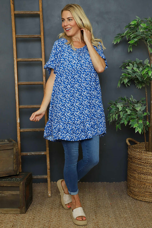 Pamber Ditsy Print Tunic Cobalt - Image 1