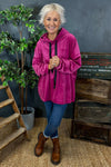 Delaney Velour Hooded Top Fuchsia