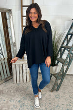 Briella V-Neck Cotton Top Black Black - Briella V-Neck Cotton Top Black