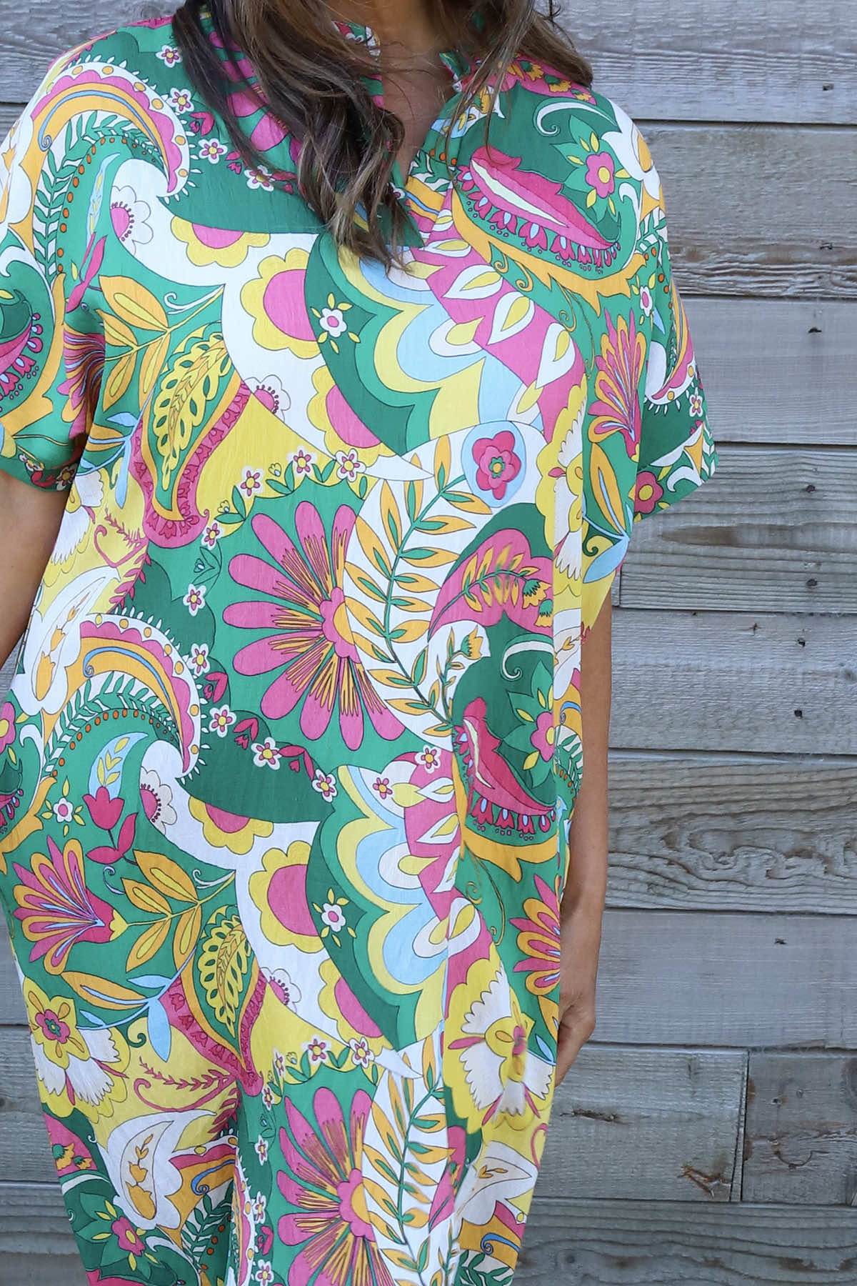Zuri Psychedelic Print Dress Emerald