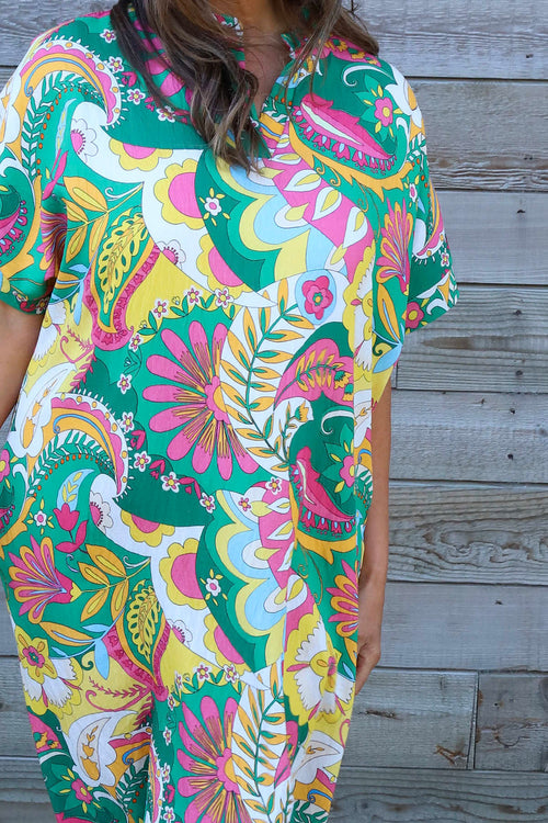 Zuri Psychedelic Print Dress Emerald - Image 3