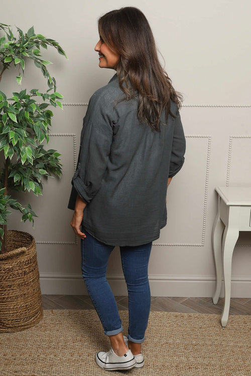 Anisha Cotton Shirt Charcoal - Image 4