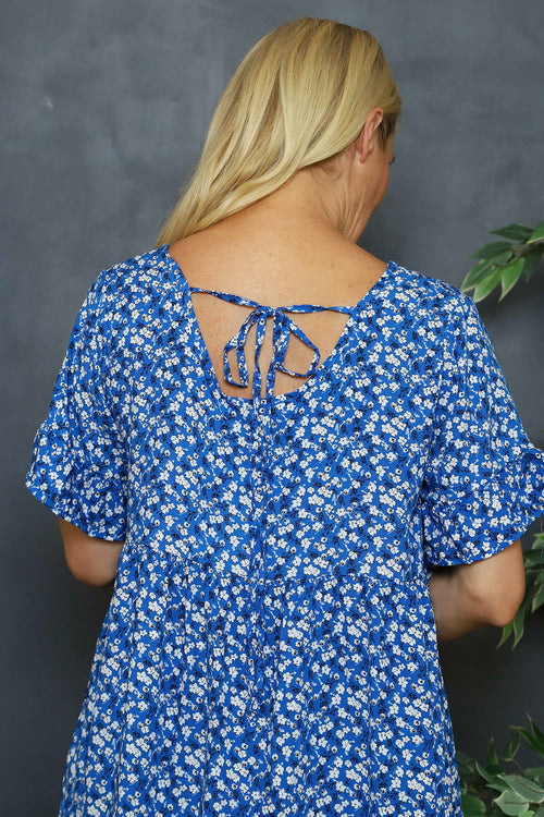 Pamber Ditsy Print Tunic Cobalt - Image 2