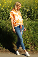 Edna Print Tie Shirt Orange Orange - Edna Print Tie Shirt Orange