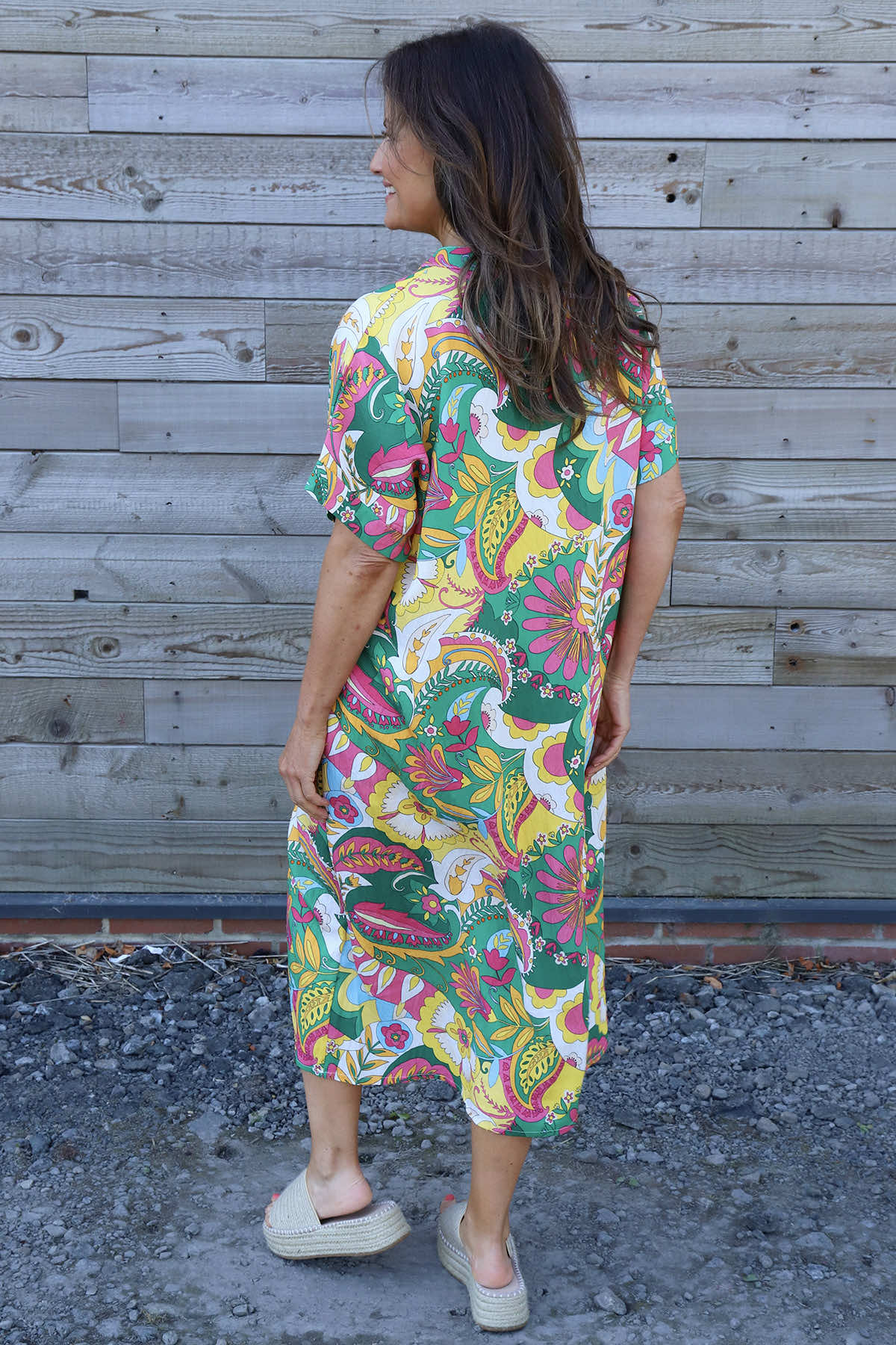 Zuri Psychedelic Print Dress Emerald