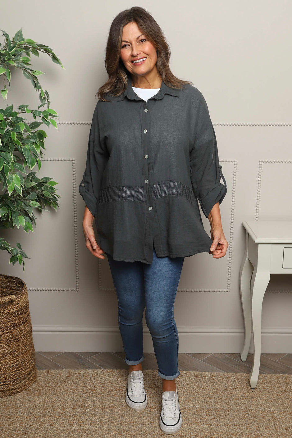 Anisha Cotton Shirt Charcoal