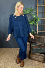 Carmela Cotton Top Navy Navy - Carmela Cotton Top Navy