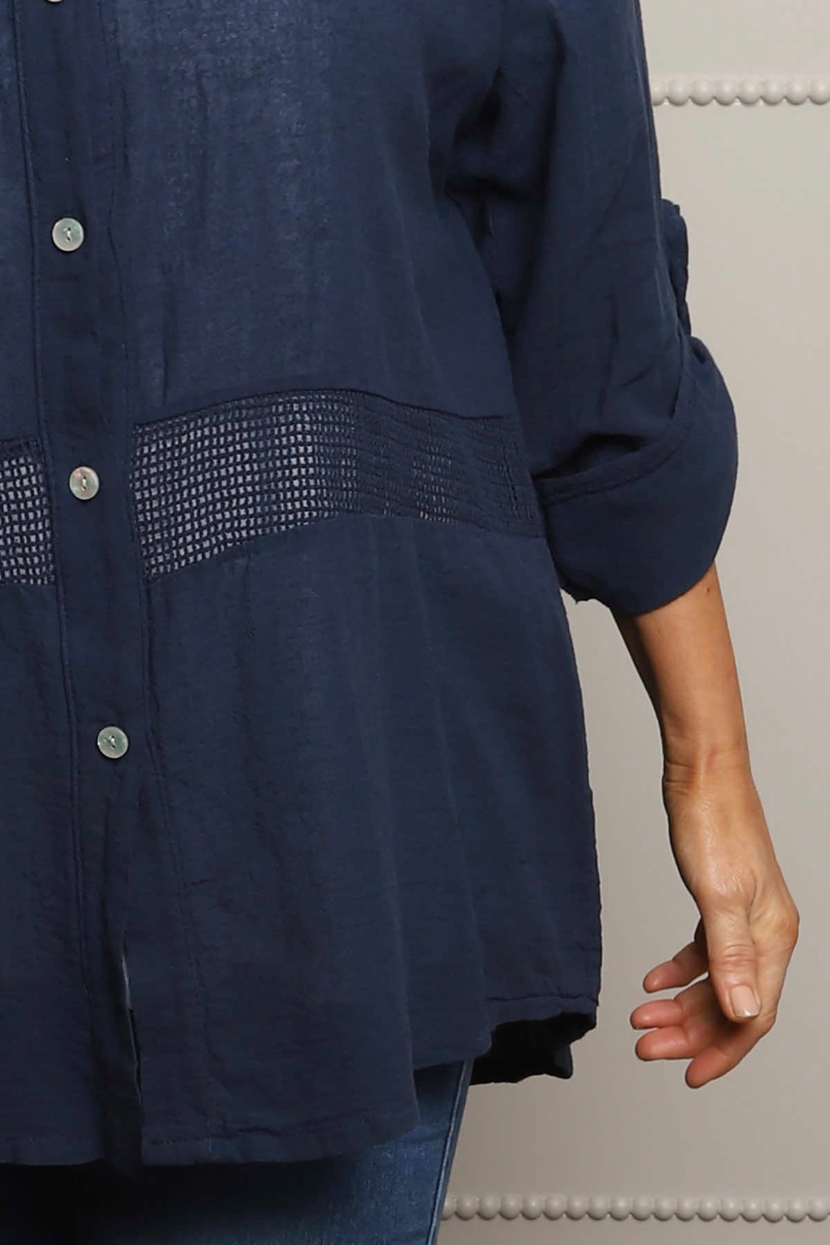 Anisha Cotton Shirt Navy