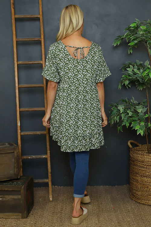Pamber Ditsy Print Tunic Khaki - Image 4