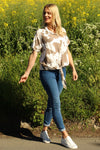 Edna Print Tie Shirt Mocha