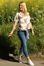 Edna Print Tie Shirt Mocha Mocha - Edna Print Tie Shirt Mocha