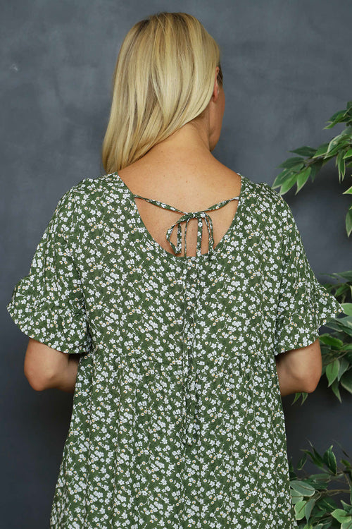 Pamber Ditsy Print Tunic Khaki - Image 2