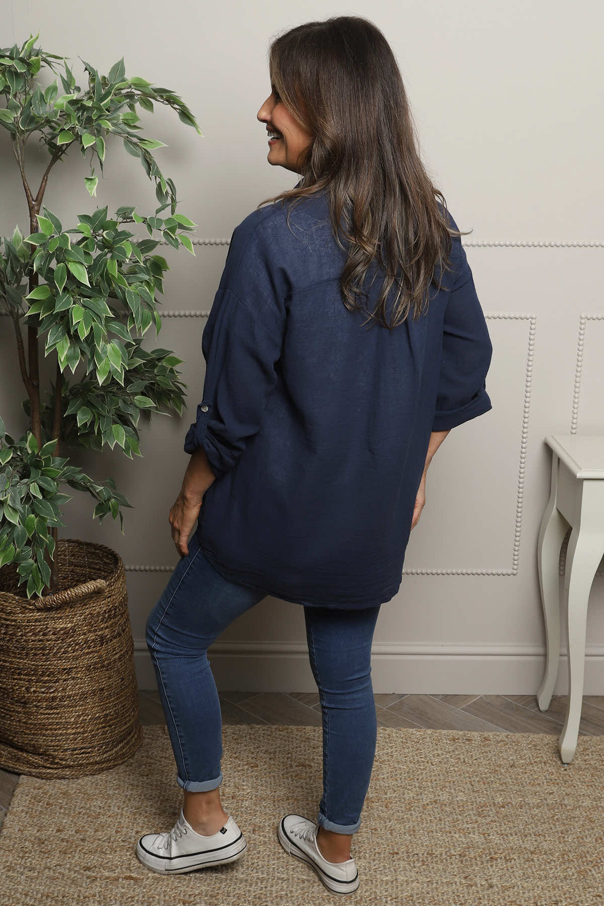 Anisha Cotton Shirt Navy