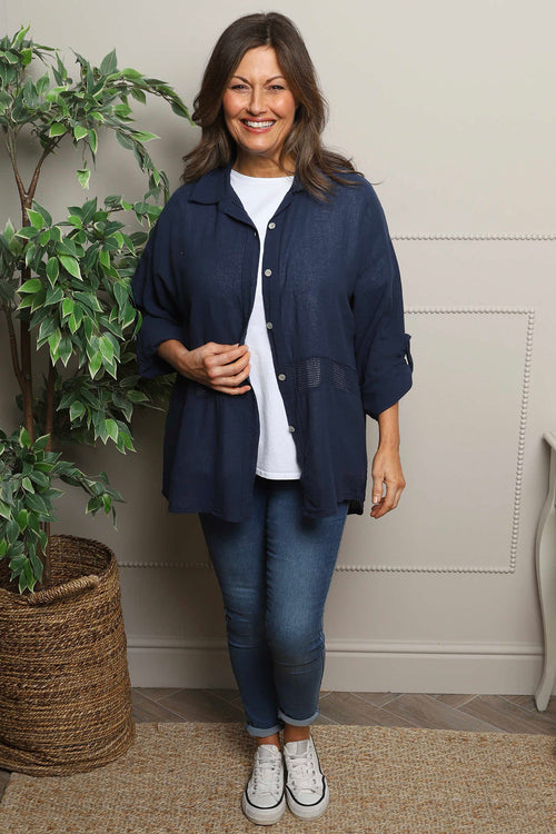 Anisha Cotton Shirt Navy - Image 2