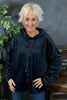 Delaney Velour Hooded Top Navy