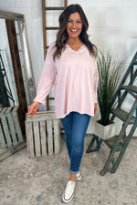 Briella V-Neck Cotton Top Pink Pink - Briella V-Neck Cotton Top Pink