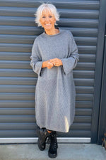 Natalia Knitted Dress Mid Grey Mid Grey - Natalia Knitted Dress Mid Grey