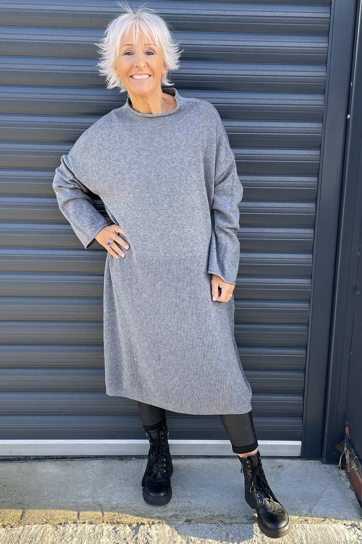 Natalia Knitted Dress Mid Grey