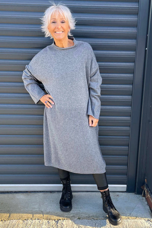 Natalia Knitted Dress Mid Grey - Image 2