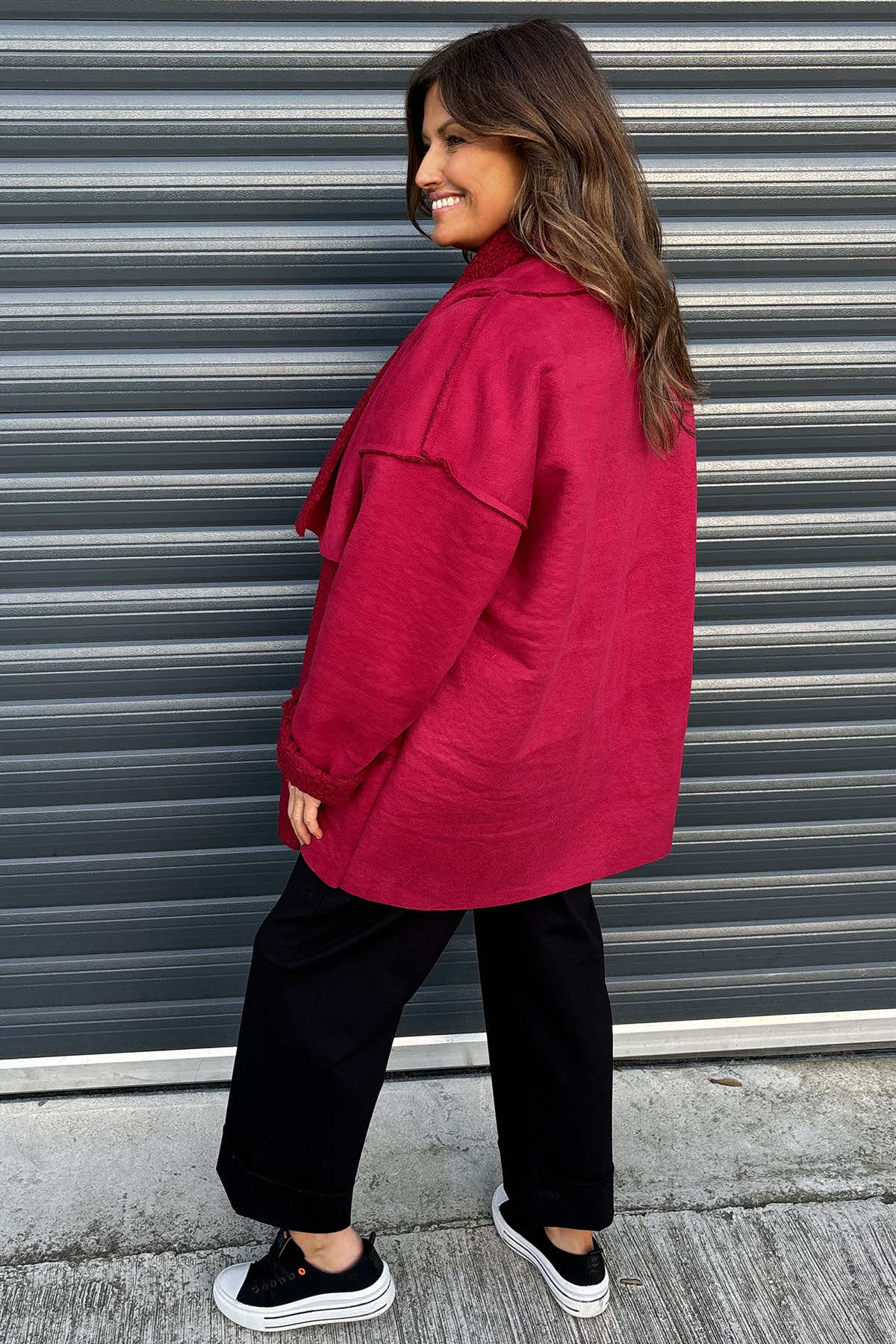 Saira Drape Front Jacket Red