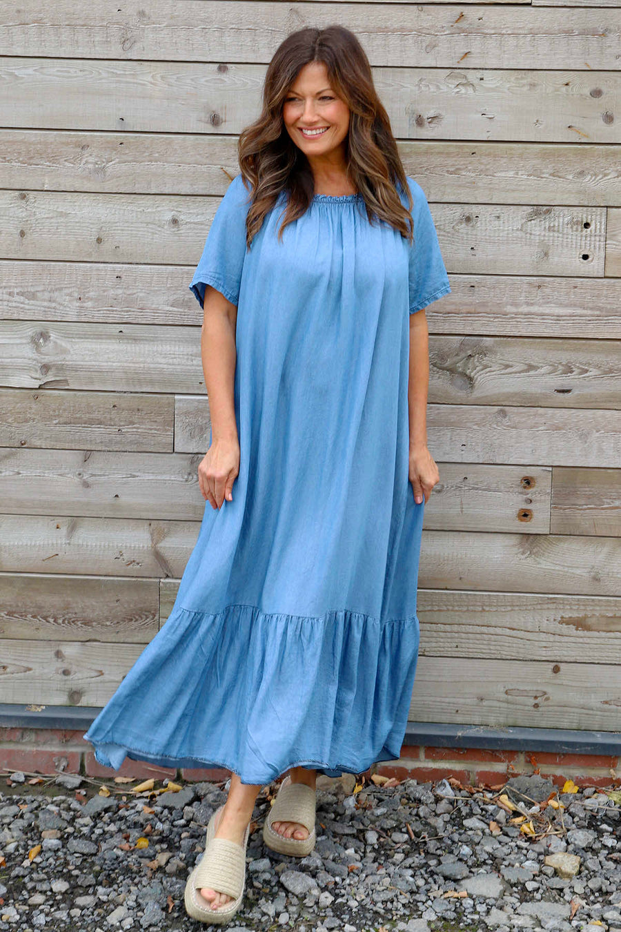 chinese dress ladies Made In Italy Dora Denim Dress