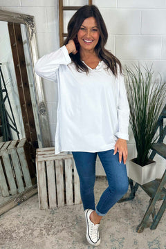 Briella V-Neck Cotton Top White