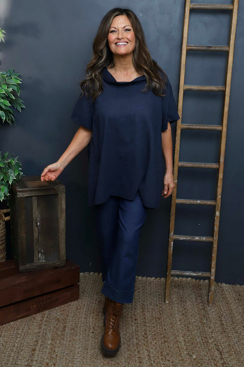 Baines Linen Top Navy - Image 2