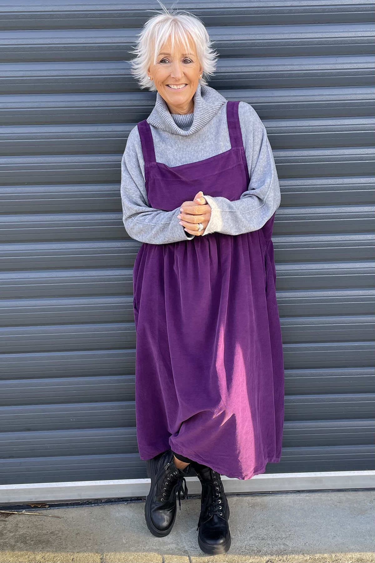 Meredith Needlecord Pinafore Purple