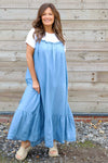 Zennor Denim Strap Dress Mid Denim