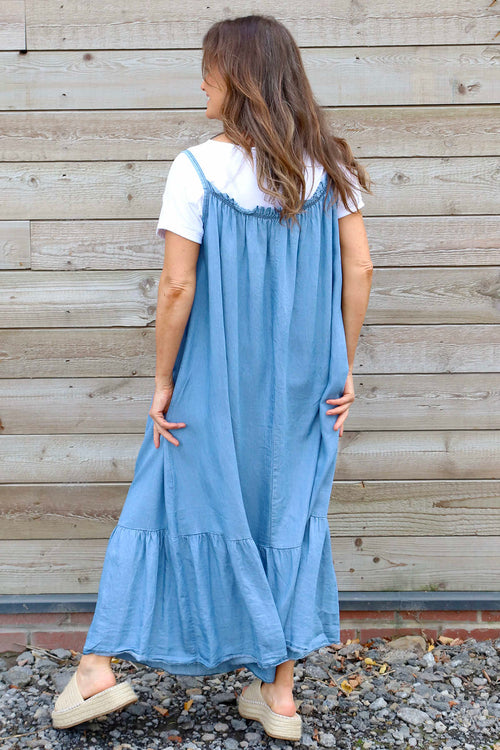 Zennor Denim Strap Dress Mid Denim - Image 3