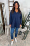 Briella V-Neck Cotton Top Navy