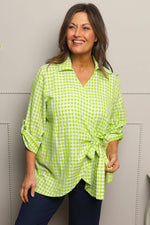 Shyla Gingham Wrap Cotton Top Lime Lime - Shyla Gingham Wrap Cotton Top Lime