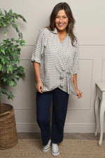 Shyla Gingham Wrap Cotton Top Mocha Mocha - Shyla Gingham Wrap Cotton Top Mocha