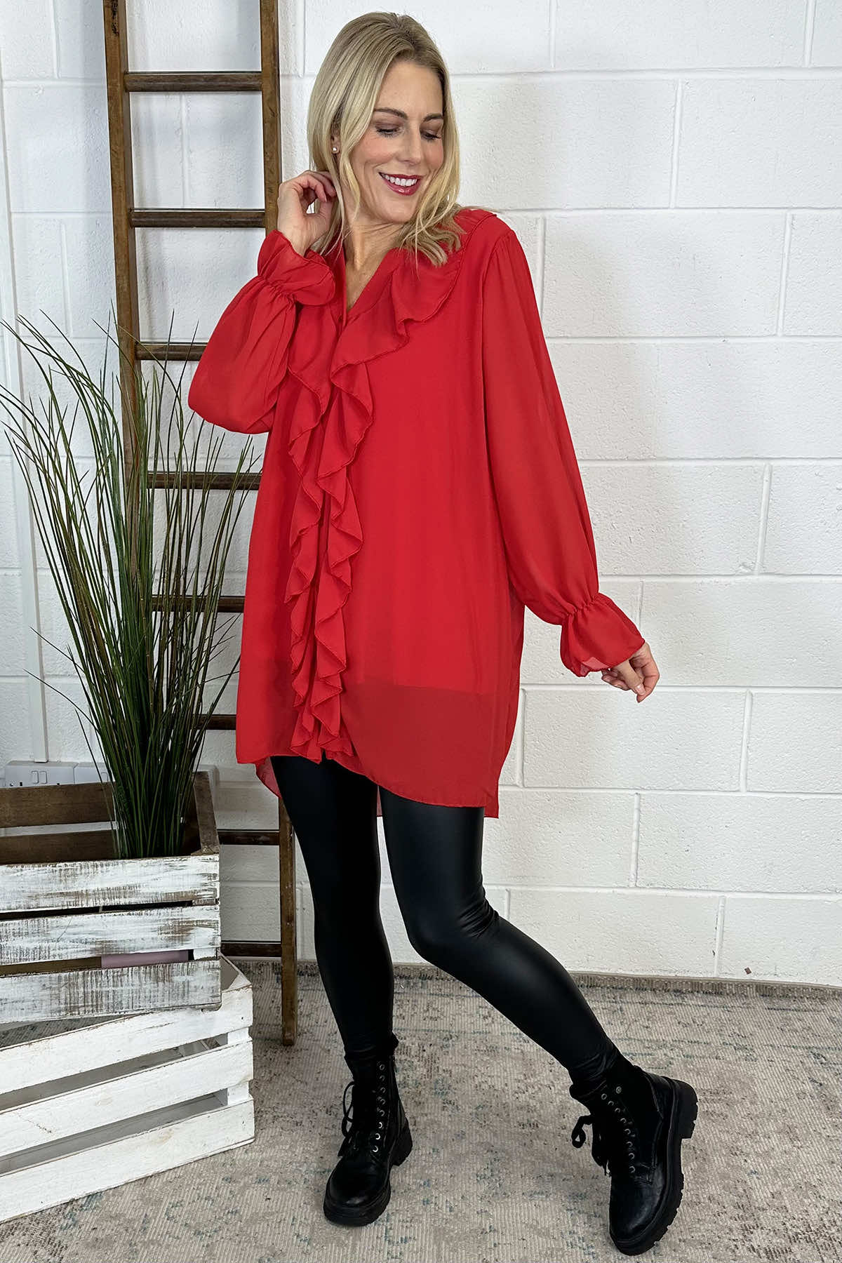 Dorota Shirt Tunic Red