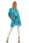 Gabriana Pattern Cotton Top Aqua