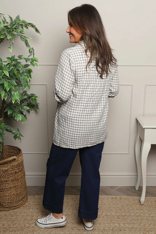 Shyla Gingham Wrap Cotton Top Mocha - Image 4