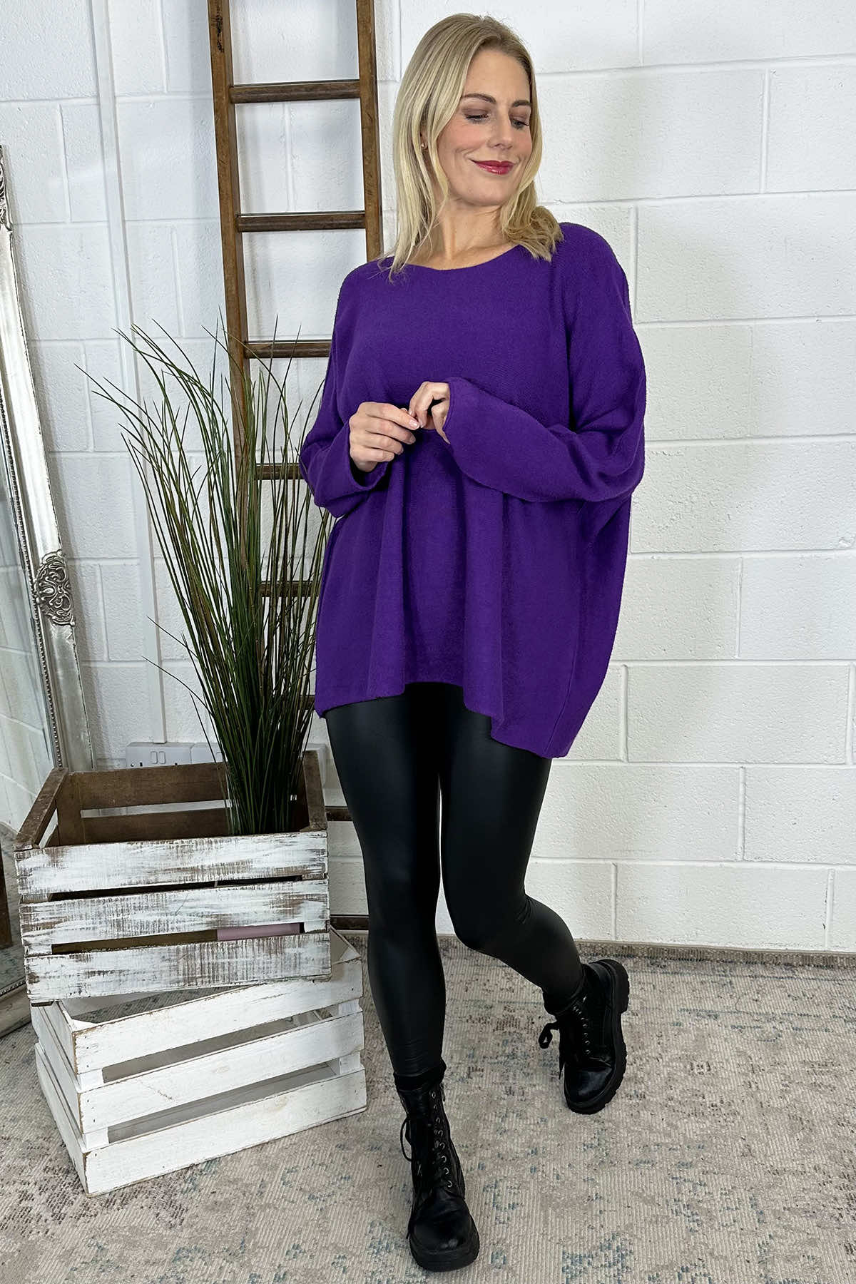 Leah Knitted Jumper Dark Purple