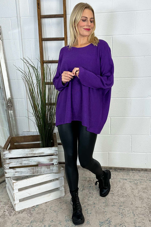 Leah Knitted Jumper Dark Purple - Image 3