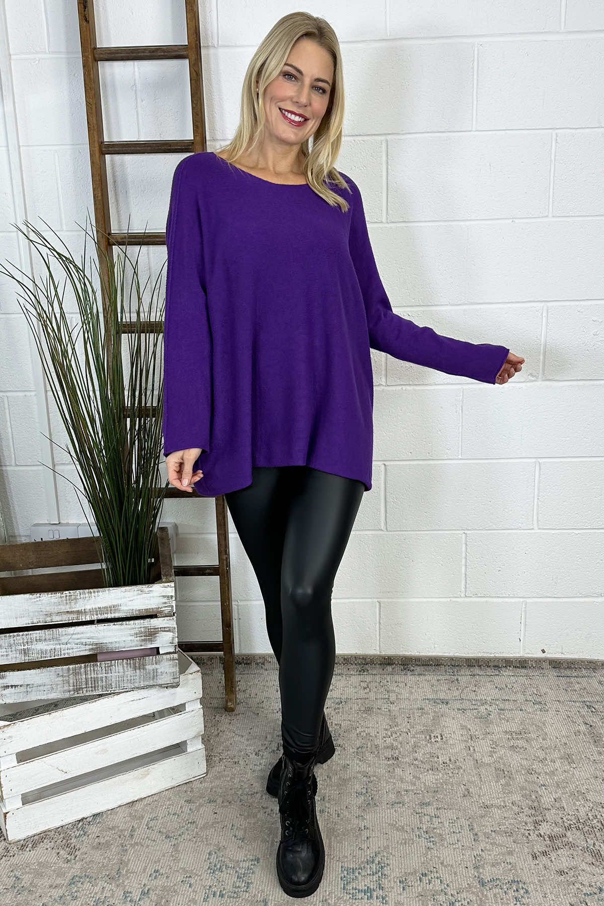 Leah Knitted Jumper Dark Purple